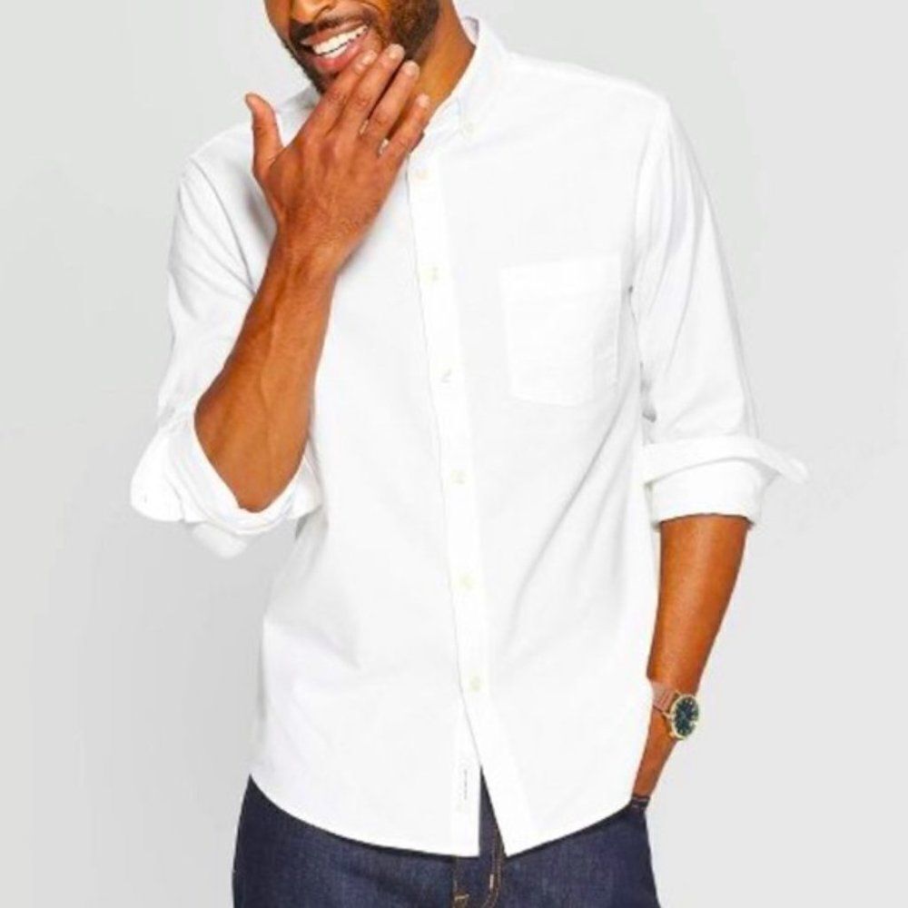 Bergamo New York Men's White Button down Long Sleeve Shirt Size 2XL